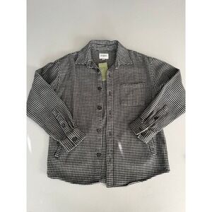 Mens Houndstooth Flannel Heavyweight Shirt Jacket 100% Cotton